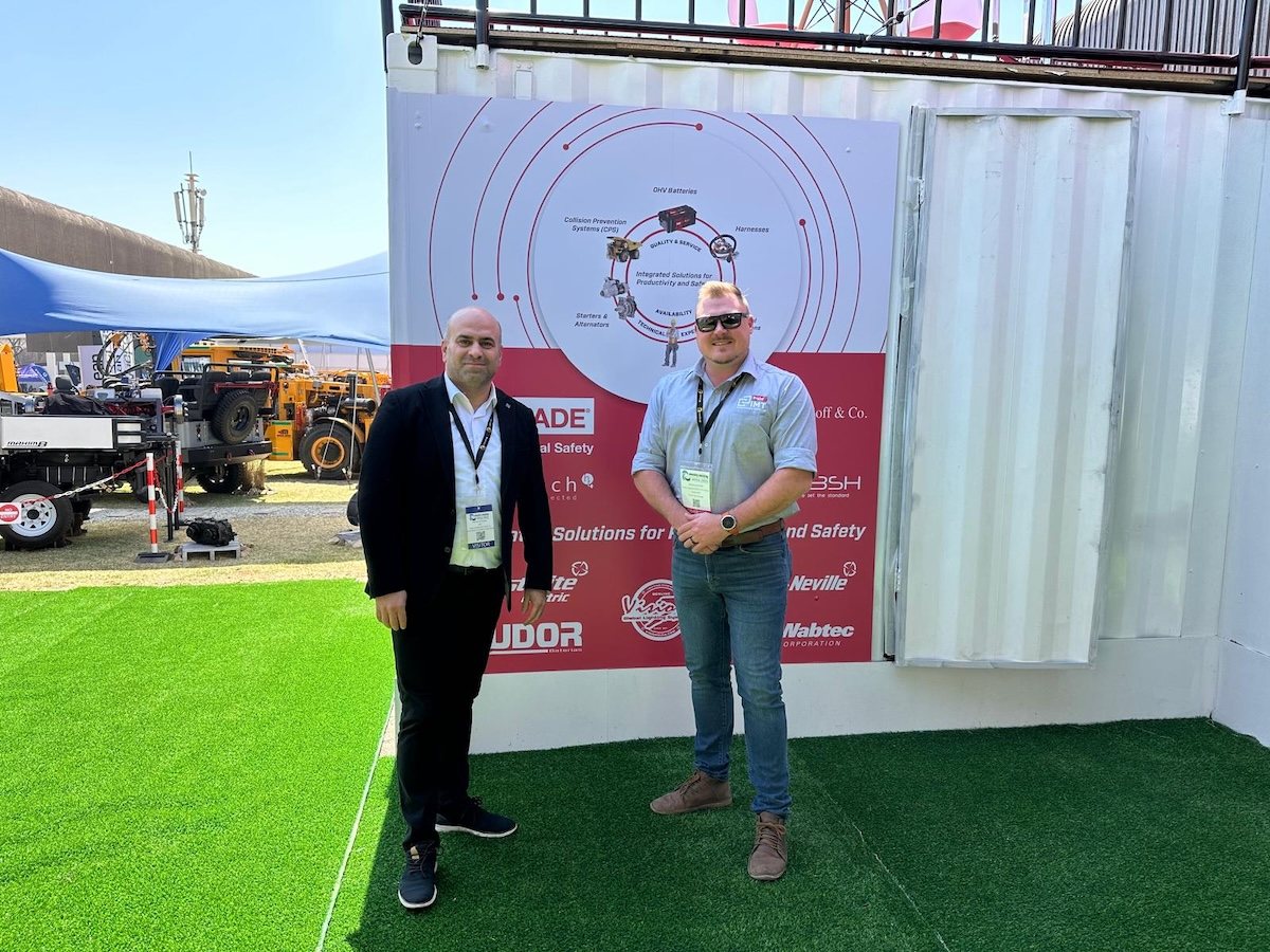 Meeting at a mining equipment display
