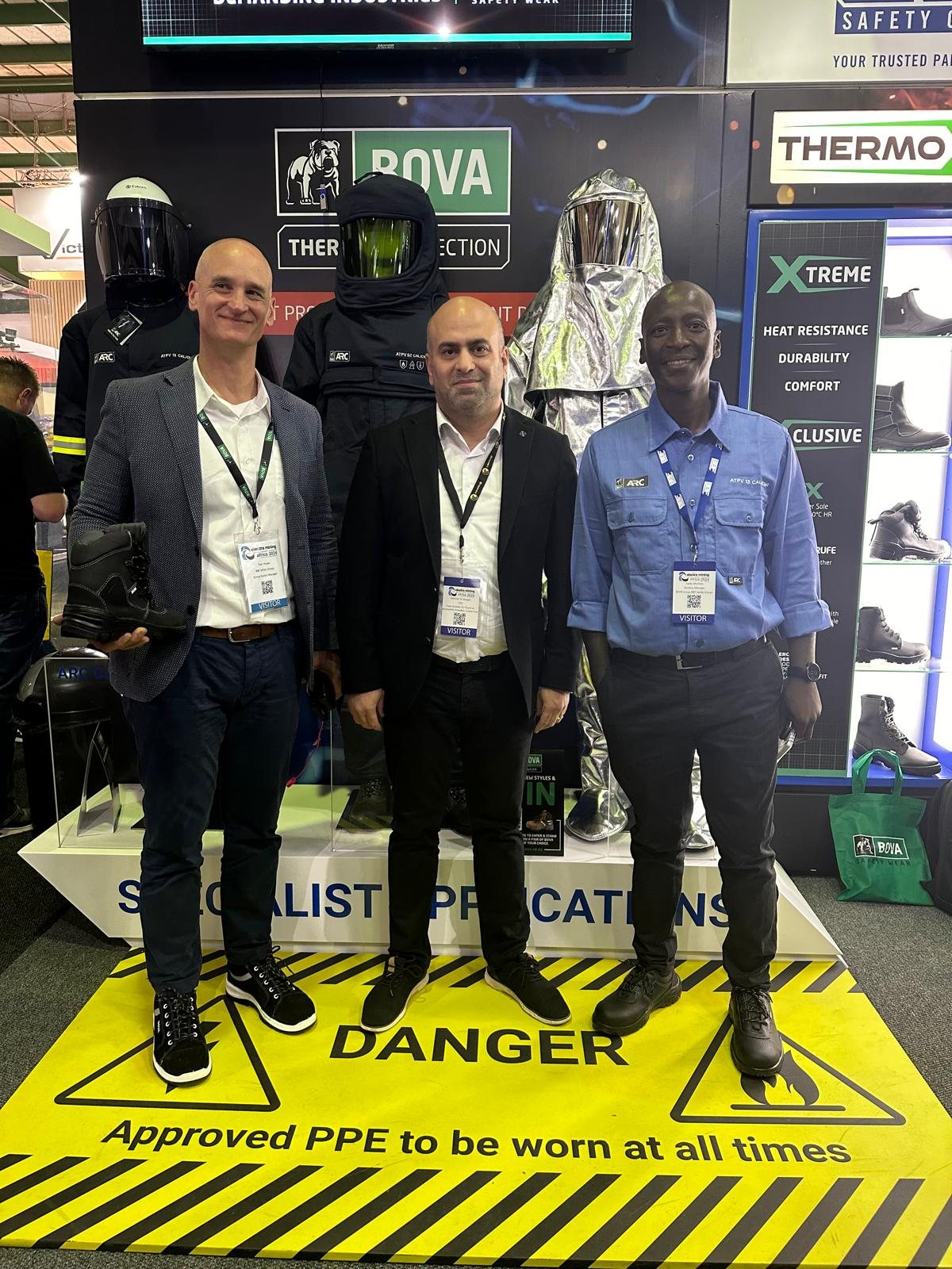 Industry meeting at a safety equipment stand