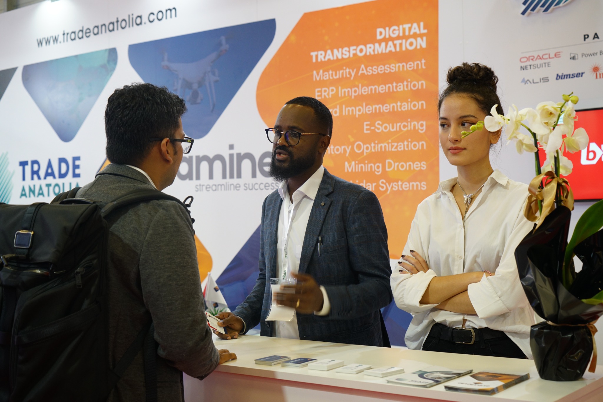 Conversation with visitors at the Trade Anatolia stand
